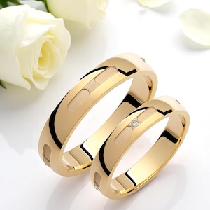4mm Wedding Bands, Wedding Rings, His and Hers Rings, Matching Rings, Diamond Band Set, Custom Gold Rings, 14k Diamond Bands