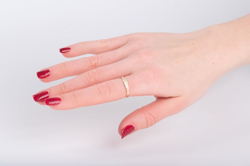 Gold Pave Signet Ring Pave Signet Ring 14k Solid Gold Signet | Etsy