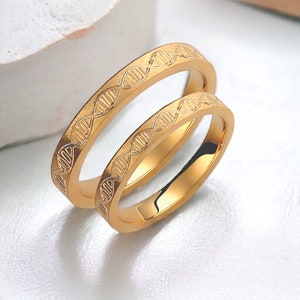 3mm Wedding Bands, DNA Wedding Bands, His and Hers Rings, Matching ...