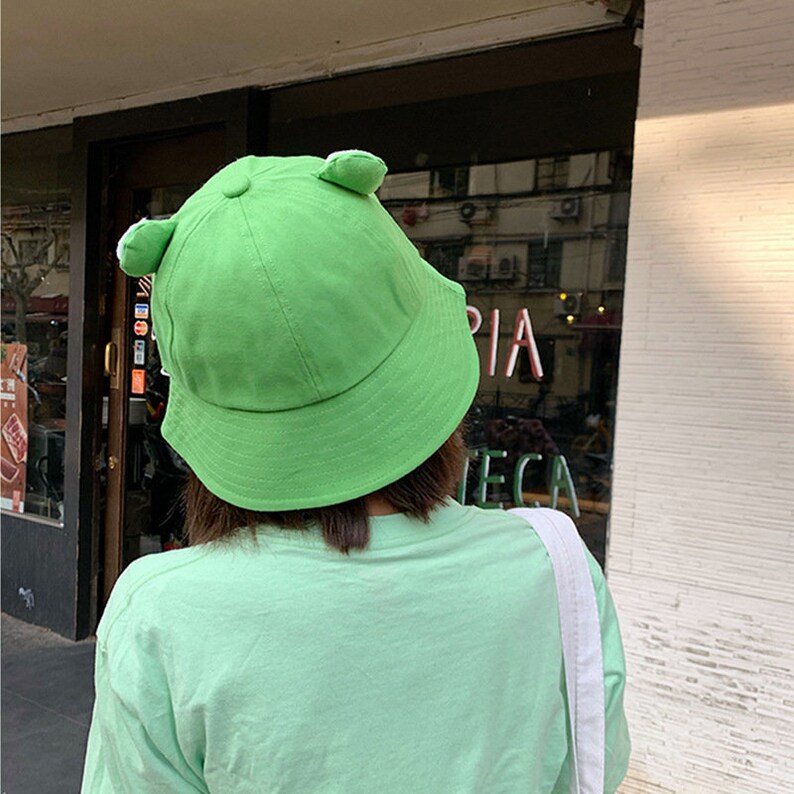 Frog Hat Kawaii Frog Bucket Hat Frog Sun Hat Kawaii Etsy