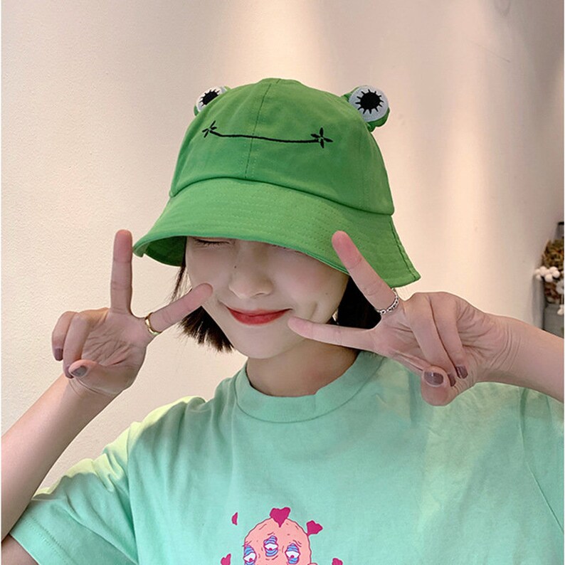 Frog Hat Kawaii Frog Bucket Hat Frog Sun Hat Kawaii | Etsy