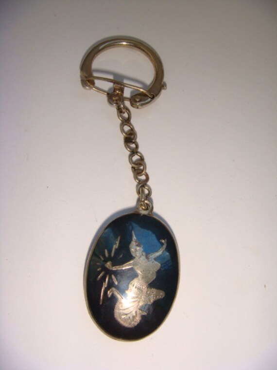 vtg sterling silver Goodness siam ketchain keyring
