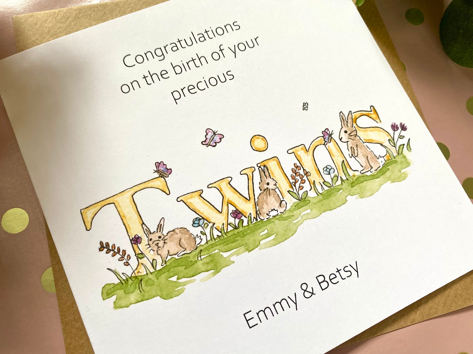 New Twins Baby Card Congratulations on Your Newborn Baby Etsy