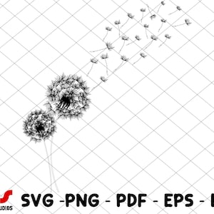 Diente de león SVG, PNG, EPS, paquete de dientes de león SVG, descarga instantánea, descarga digital, clipart floral, silueta de flor SvG