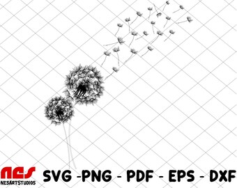 Dandelion SVG Bundle, Floral Silhouette Clipart (Digital Download)