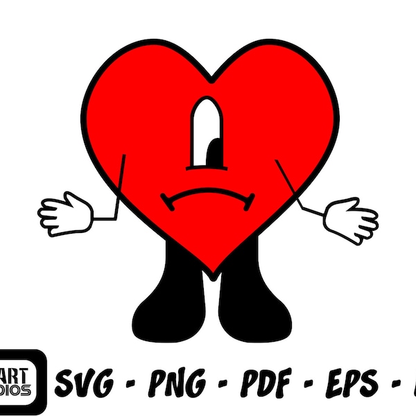 Un Verano Sin Ti Svg, Bad Bunny Sad Heart Svg, Bad Bunny Heart Svg, Png Dxf Eps