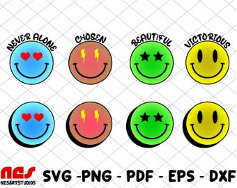 Christliches Sublimationsdesign, Retro Smiley png, inspirierend, religiöses Design, Motivation png