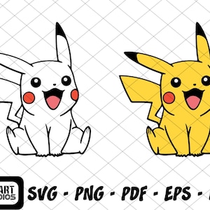 Pikachu Svg, Pikachu Png, Pokemon Cricut Vector Bundle, Pikachu DIY, fichier de coupe pour la Silhouette Cricut, fichier Cricut svg
