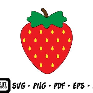 SVG de fresa, clipart de fresa, svg de fruta, cricut de fresa, archivos de corte, silueta, dxf, eps, pdf, digital