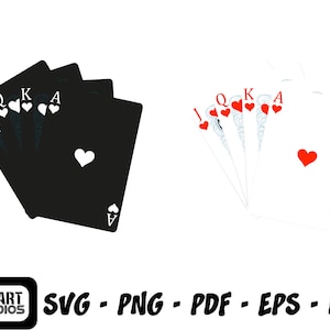Playing Cards Svg, Aces svg, Poker Cards svg, Royal Flush Clip Art, Cards Clip Art, Poker Cards Vector Cut Files Cricut Silhouette