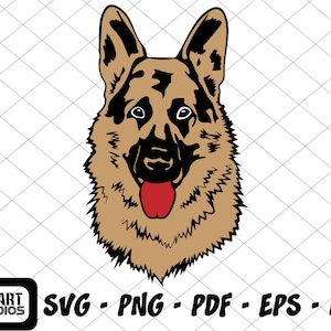 Duitse herder Svg, hond Svg-bestanden voor Cricut, dier Dxf-bestand, herder Vector, Eps, Png, Ipg, ras, puppy, huisdier zoogdier Canine Grey Nut
