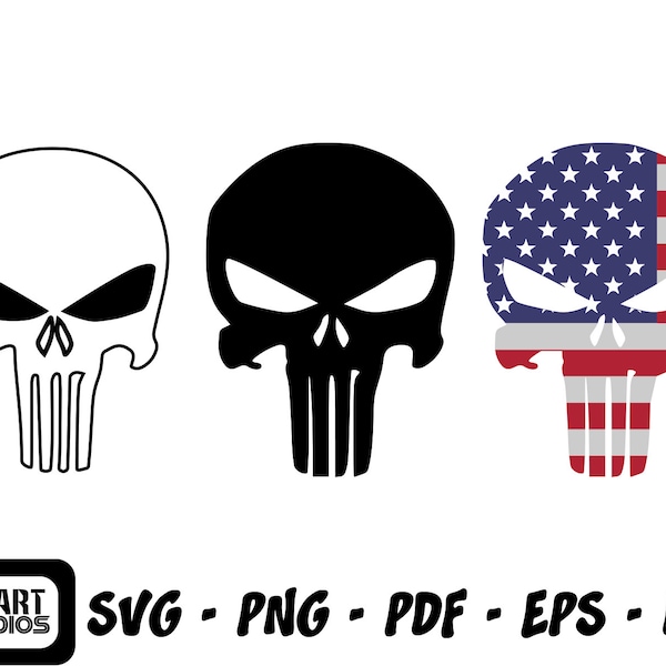 American Punisher Flag svg, Punisher svg, Punisher skull svg, skull svg, sugar skull svg, the punisher svg - Printable, Cricut & Silhouette