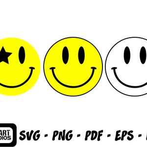 Star Smiley Face Svg, Happy Face SVG, Smiley Face Clipart, Happy Svg, Smiley Face Silhouette Cut File, Cricut, dxf, eps, Vector, DIGITAL