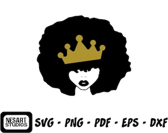 Afro Woman SVG, Afro Girl Svg, Afro Queen Svg, Afro Lady Svg, Curly Hair Svg, Black Woman, For Cricut, For Silhouette