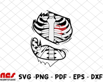 Ribcage Heart Skeleton T-Shirt, Anatomy Love Graphic Tee, Gothic Ribcage Art, Ribcage Heart Skeleton Svg, Rib Cage with Heart SVG