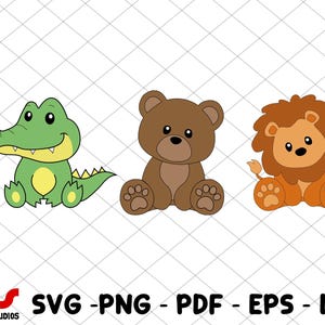 Safari Animals Svg, Safari Animals Outline Svg, Bear Svg, Lion Svg, Crocodile Svg, Safari, Animals Outline Svg, Animals Svg