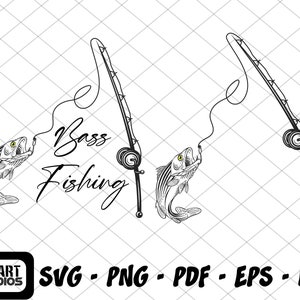 Bass Fishing Svg, Fisherman Svg, Fish Svg Vector Cut file for Cricut, Silhouette, Pdf Png Eps Dxf, Decal, Sticke