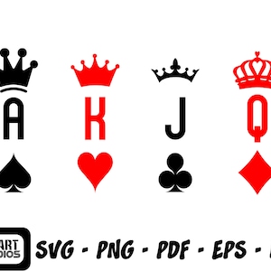 キングとクイーンの SVG、ロイヤルの SVG、トランプの SVG、カッティング ファイル、デザイン ファイル、キングの SVG