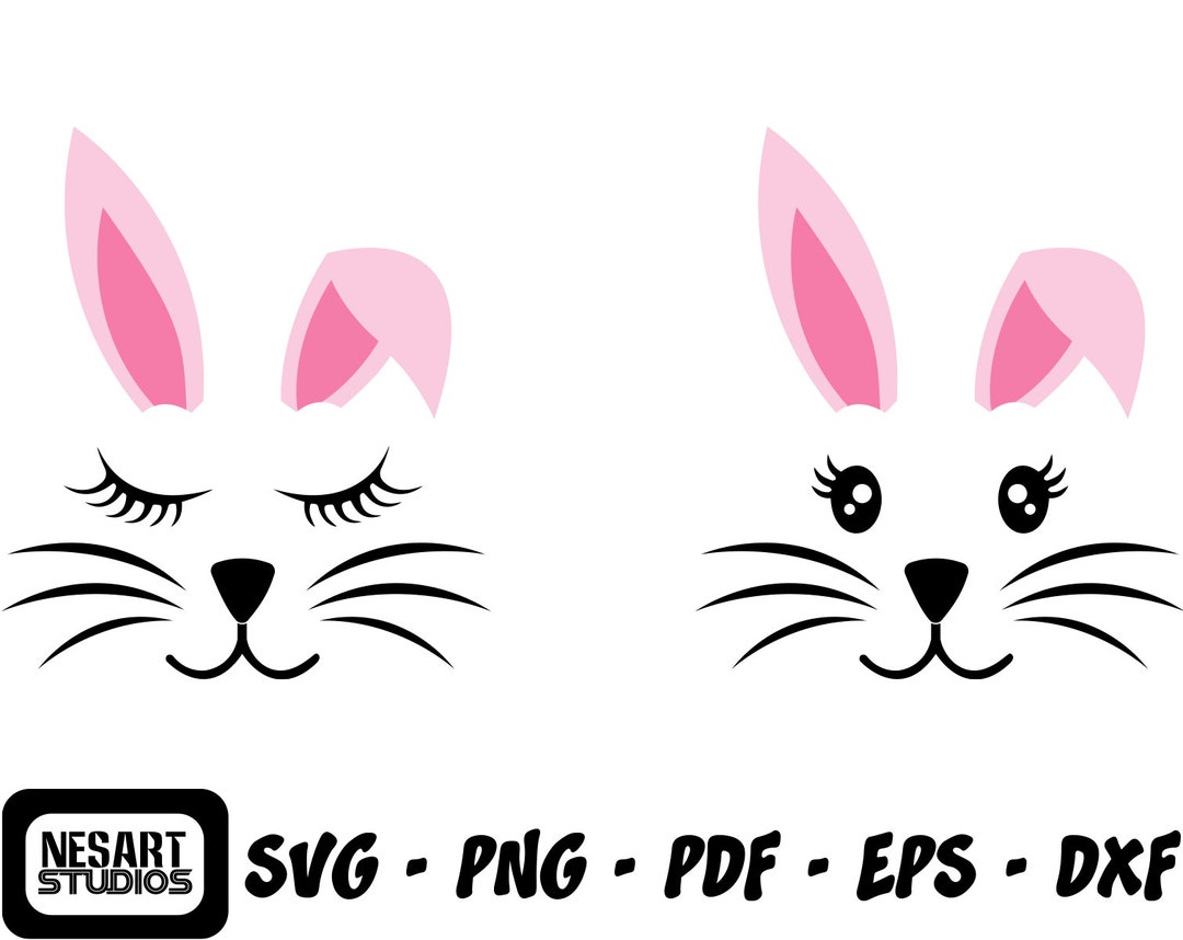 Bunny Face SVG, Easter SVG Cut Files, Woodland Rabbit Clip Art