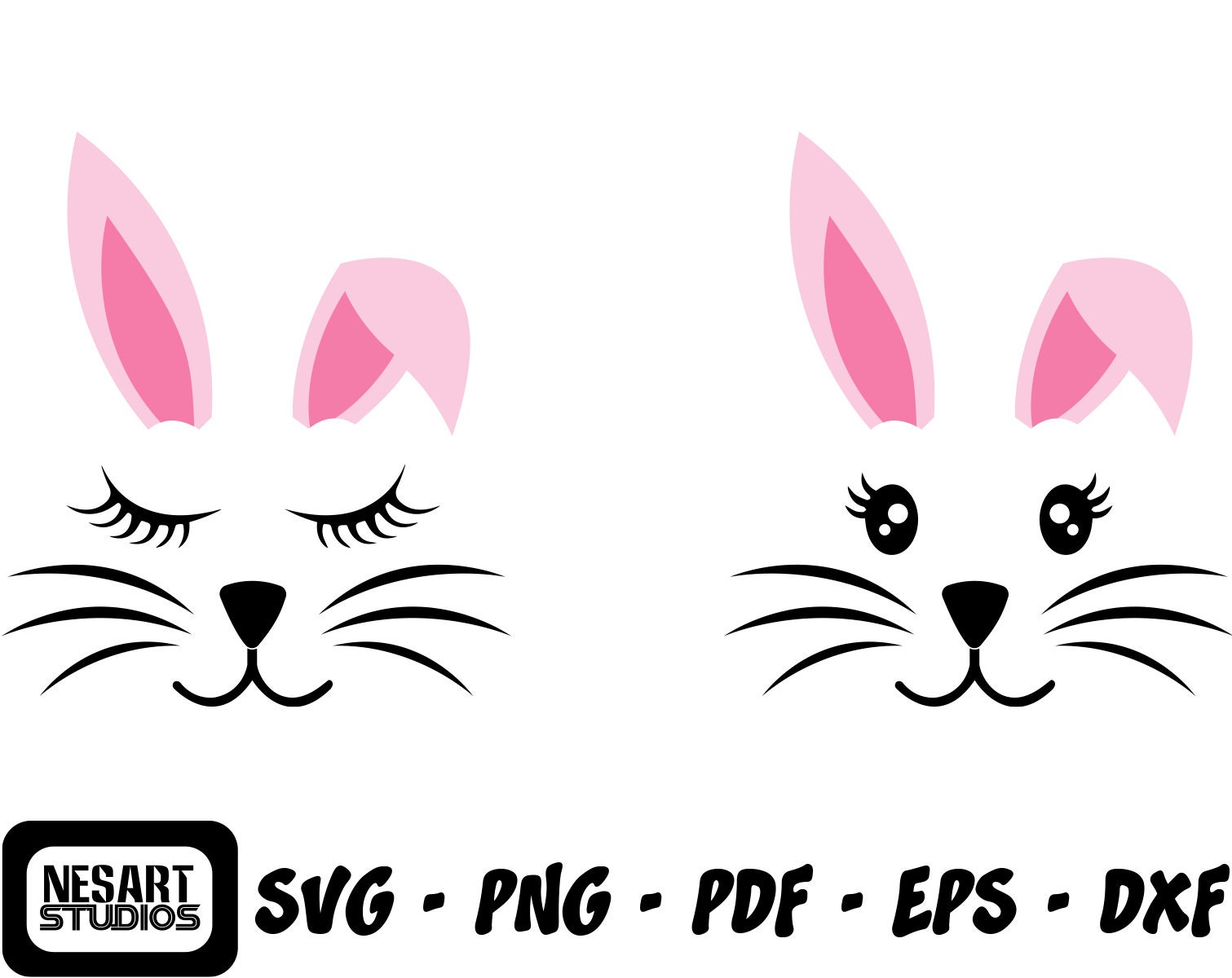 Bunny Face SVG, Easter SVG Cut Files, Woodland Rabbit Clip Art ...