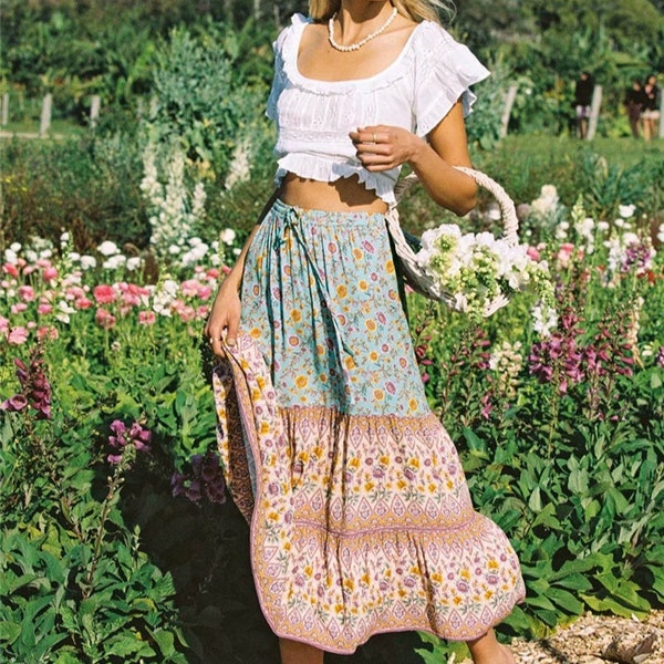 Boho Floral Skirt Etsy