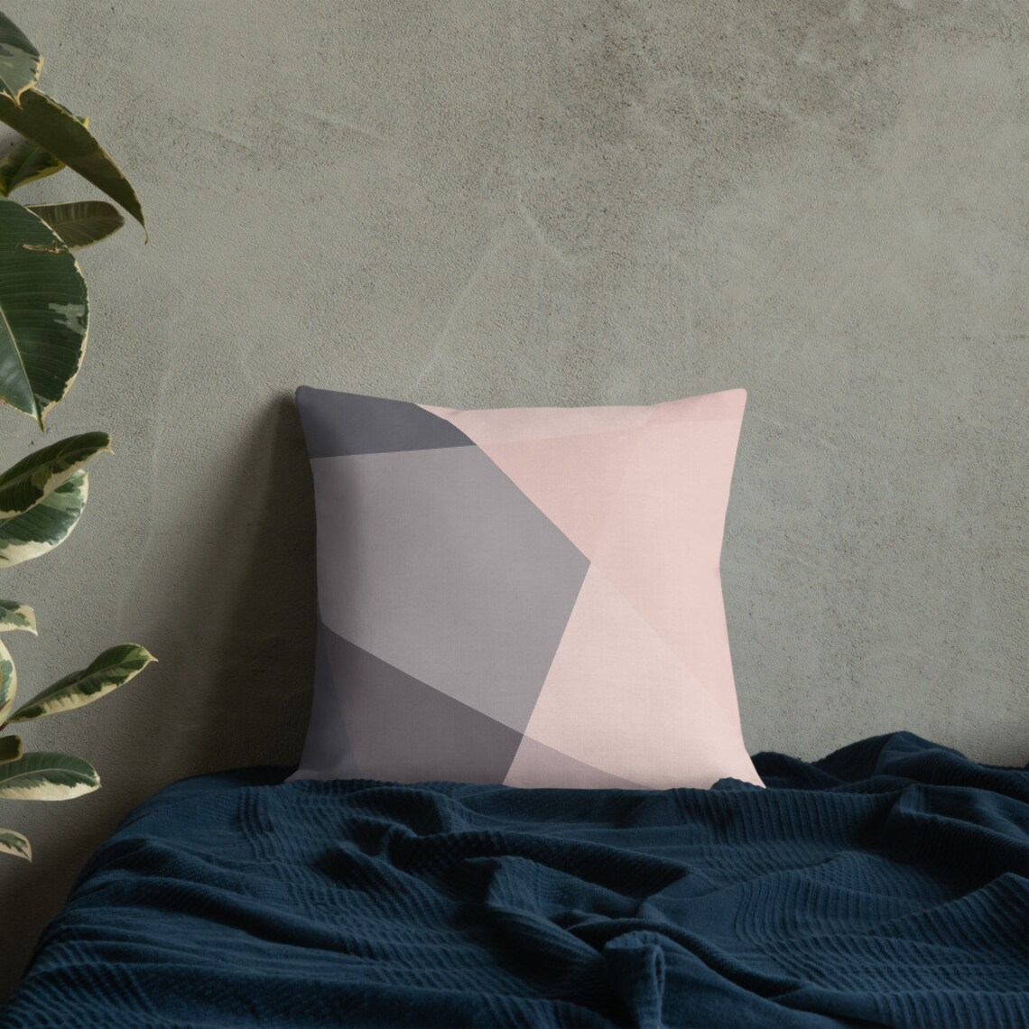 Geometric Pattern Pink and Grey Cool Cushion Premium Pillow | Etsy
