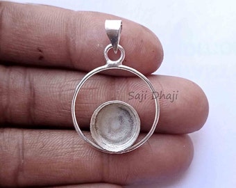 925 sterling silver designer pendant collet 12 mm round keepsake breast milk blank metal casting for pendant settings bezel cup for pendant
