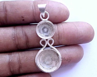 925 sterling silver design pendant collet 10mm, 12mm round breast milk resin blank metal casting for pendant setting bezel cup for pendant