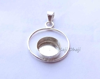 925 sterling silver design pendant 10mm round mother baby keepsake breast milk blank metal casting for pendant setting bezel cup for pendant