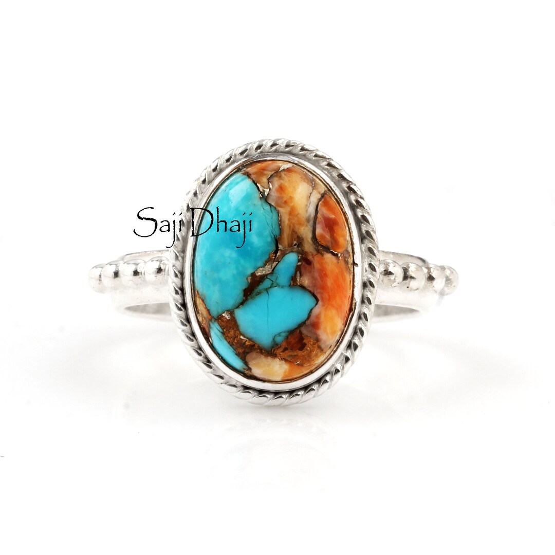 Oyster Turquoise Ring, Copper Turquoise Ring, 925 Sterling Silver Rings ...
