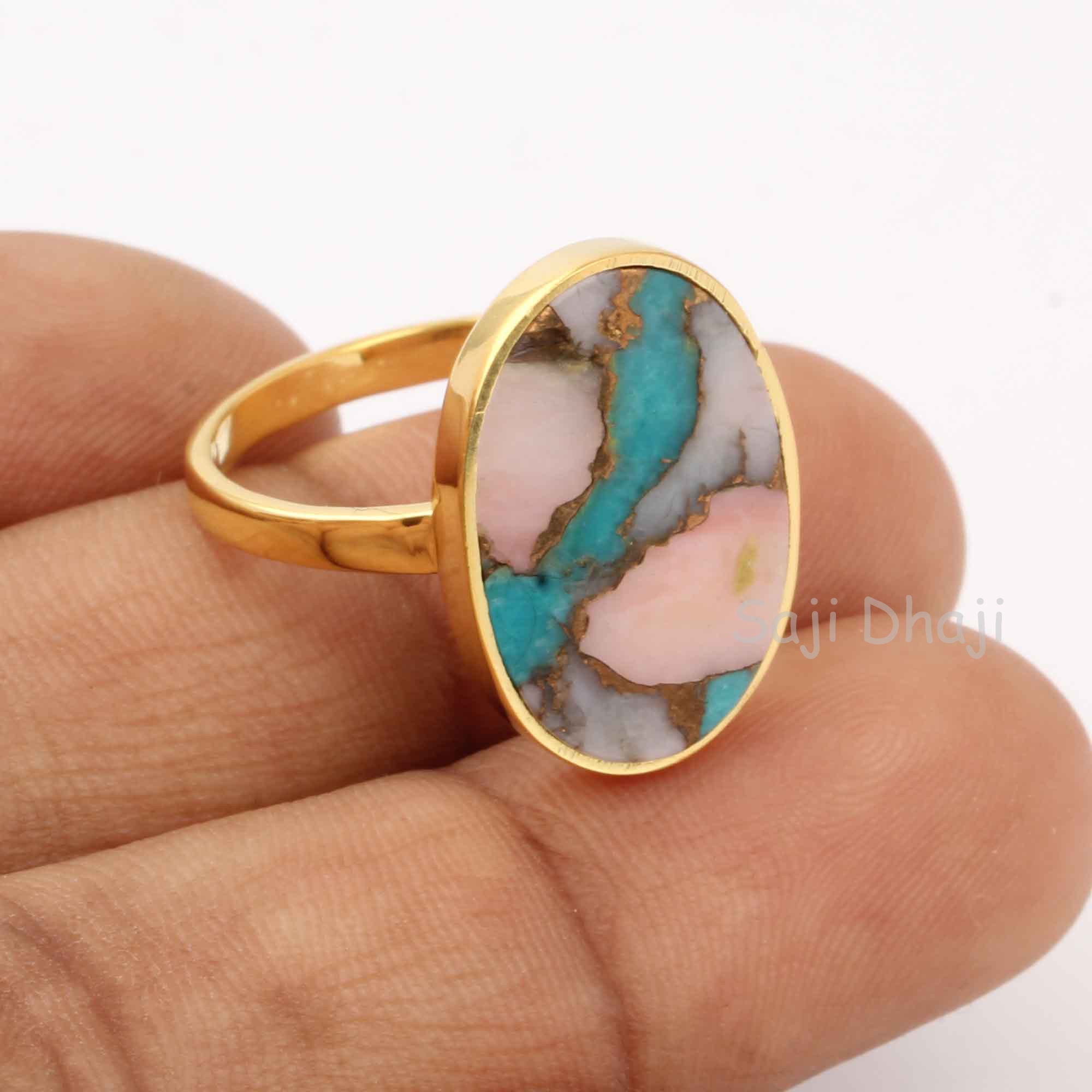 Bague pierre plate new arrivals