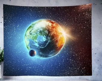 Globe Tapestry - Earth Meteoroid Tapestry - Universe Sky Tapestry - Space Stars Tapestry - Sky Tapestries - Tapestry Galaxy Wall Decoration
