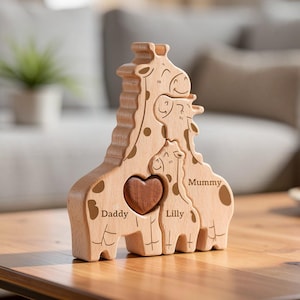 Personalised Giraffe Family Puzzle, Mothers Day Gift, Anniversary, Baby Shower, Home Decor, Safari Nursery Decor, Kids Room, New Mummy Ideas