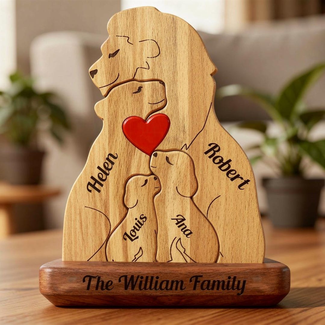 Personalised Wooden Lion Family Puzzle, Lion Decoration, Mothers Day ...
