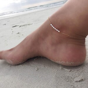 Pearl anklet, fresh water pearls, real pearls, Women Jewelry Gifts, Dainty Layered Anklet, rhodium polished, natural pearl anklet bracelet