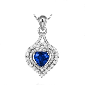Sapphire necklace, Silver necklace, Necklace for wedding, Party, Special occasion, Blue Sapphire jewelry, Titanic necklace, Ocean heart