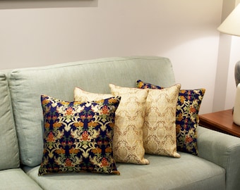 Hypo allergic Sofa Cushion Cover, Throw Couch Soft, natural, Living room, Patio, Washable handmade, silk pillowcase, ethnic