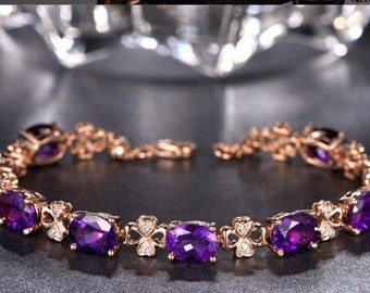 Rose Gold Filled Sapphire Bracelet: Adjustable Tennis Style Sapphire bracelet, real sapphire bracelet, Tennis bracelet, Classic