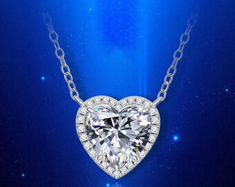Heart diamond necklace, Necklace for wedding, Party jewelry, diamond heart jewelry, 2 Caret Diamond, gold necklace, diamond jewelry