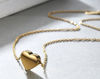 Heart choker necklace, Dainty Necklace 18K Gold Rose Gold  Silver, Everyday use necklace, Everyday wear jewelry, Valentine gift for her