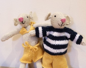 Margot & Malcom Mouse Knitting Kit - Make 2 Of Your Very Own Mice - Easy To Knit Pattern