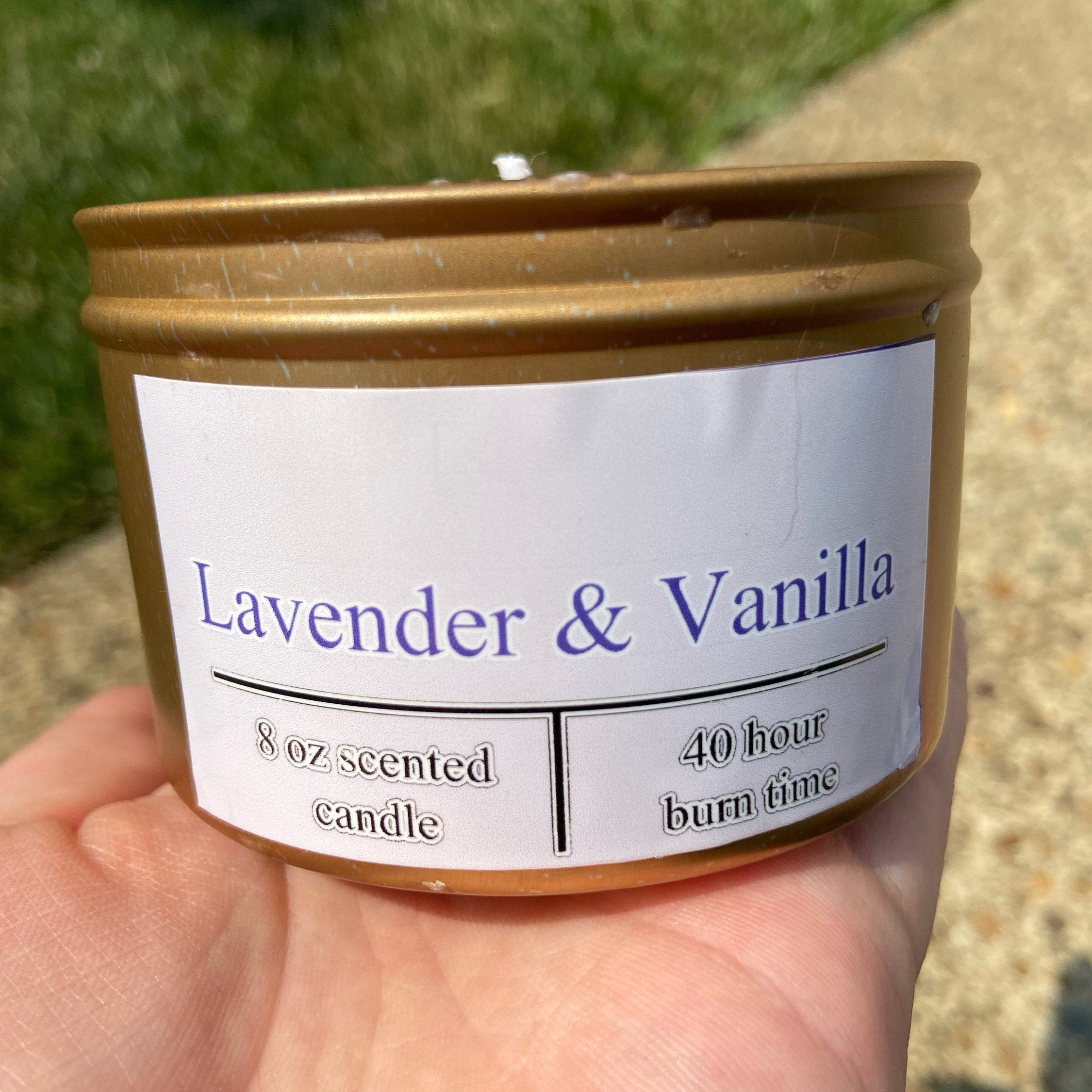 8 oz Lavender and Vanilla Scented Candle With Lavender Petals Etsy