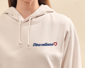 Embroidered "Mère-veilleuse" Sweatshirt, Personalized Gift Mom, Personalized Embroidered Woman Sweatshirt, Gift Woman, Mother's Day Gift