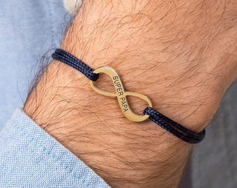 Personalized Infinity Bracelet for Men | Engraved Infinity Cord Bracelet | Personalized Dad Bracelet | Personalized Valentine's Day Bracelet