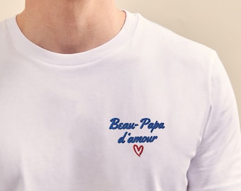 Men Embroidered "Beau-papa d'amour" T-Shirt, Men Personalized T-Shirt, Personalized Gift For Stepfather, Father's Day Gift