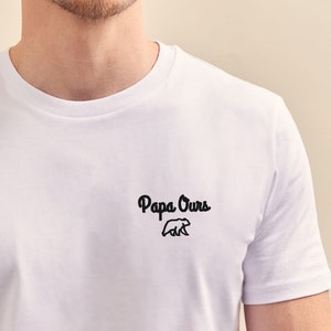 Men Embroidered Papa Ours T-Shirt, Men Personalized T-Shirt, Personalized Gift Dad, Father's Day Gift image 1