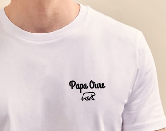 Gesticktes „Papa Bär“-T-Shirt, personalisiertes Papa-T-Shirt, anpassbares Papa-Geschenk, Herren-T-Shirt, Vatertagsgeschenk
