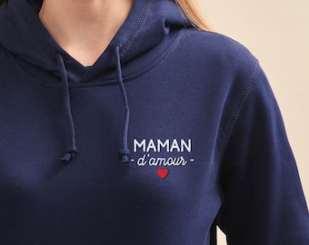 Mom of Love bestickter Kapuzenpullover, Muttertagsgeschenk für Mama, besticktes Sweatshirt für Frauen, Geschenkidee für Mama, Bio-Baumwolle