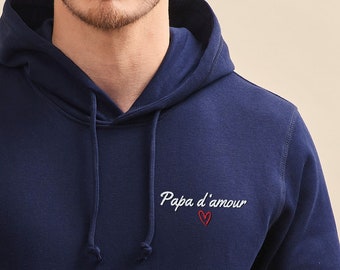 Custom Embroidered Sweat "Papa d'amour", Dad Custom Gift, Personalized Gift for Men, Embroidered Cotton Sweatshirt, Father's Day Gift