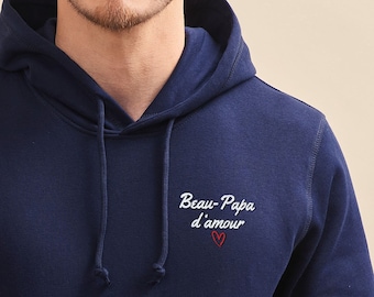 Custom Embroidered Sweat "Beau-papa d'amour", Dad Custom Gift, Personalized Gift for Men, Embroidered Cotton Sweatshirt, Father's Day Gift